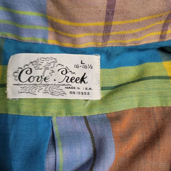 Cove Creek Men's Plaid Button-Down Shirt Size L 16-16.5 100% Cotton - Picture 2 of 8